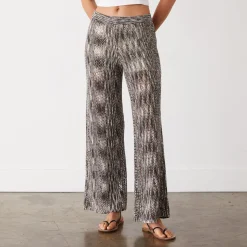 MONROW Space-dye Crochet Wide Leg Pant PECANMULTI Discount